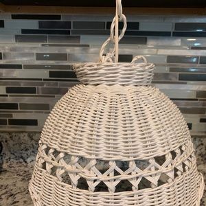 White WickerHanging Lamp